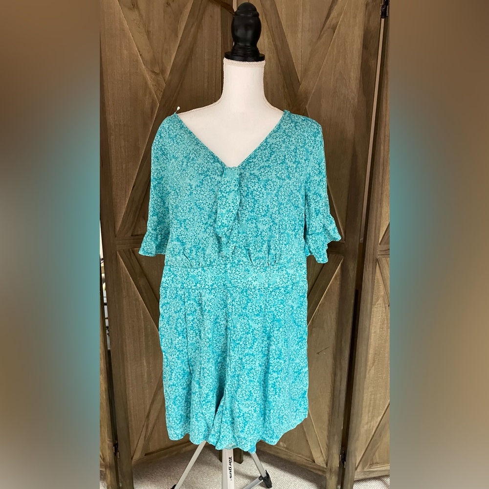 Candie's Teal Floral romper dress size L grunge